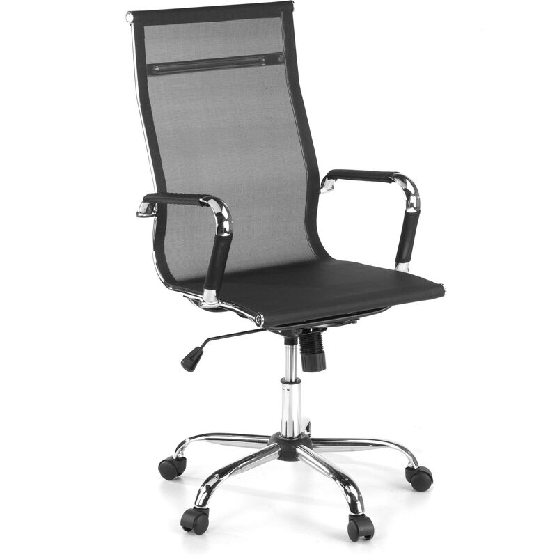 

Silla de oficina Spirit, marco de acero, respaldo alto, red negra - negro