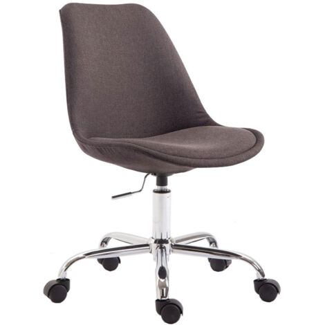 Silla de oficina taburete de trabajo con ruedas regulable en altura en tela gris oscuro y metal cromado 100002683