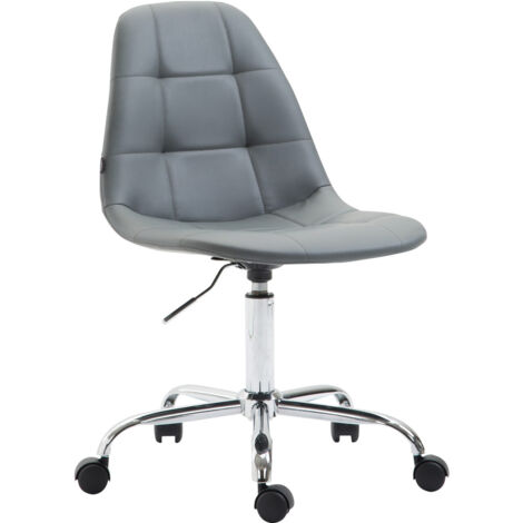 Silla de oficina taburete para ordenador con ruedas regulable en altura en sintético gris TABO10110