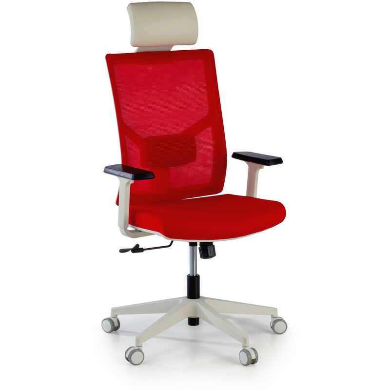 

Silla de oficina Verdi white con reposacabezas, brazos ajustables, rojo - rojo