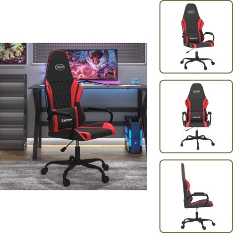 Silla de oficina - vidaXL Silla gaming de masaje cuero sintético negro y rojo - Silla ergonómica