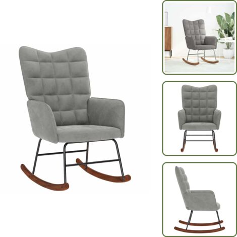 Silla de oficina - vidaXL Silla mecedora de terciopelo gris claro - Silla de sala