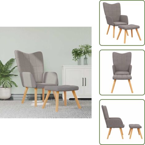 Silla de oficina - vidaXL Sillón de relax con reposapiés de tela gris taupé - Silla con taburete