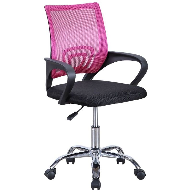 

Silla de oficina Vita giratoria refuerzo lumbar tejido transpirable despacho 90-102x60x60 cm COLOR ROSA Y NEGRO