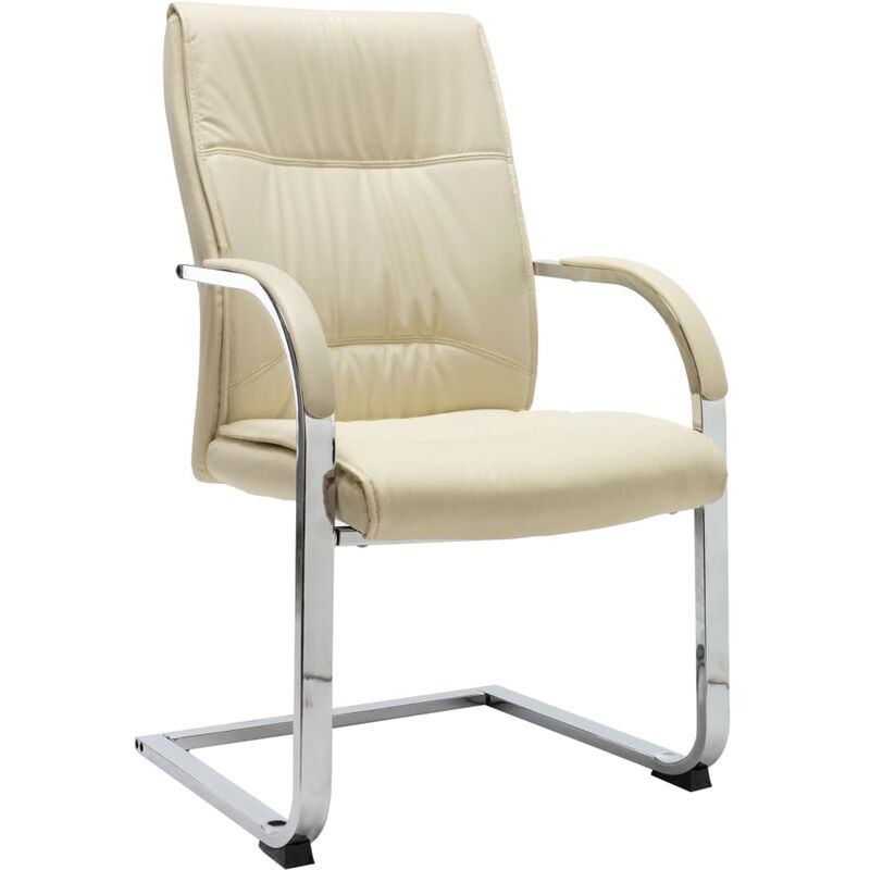 

Silla de oficina voladiza de cuero sintético crema