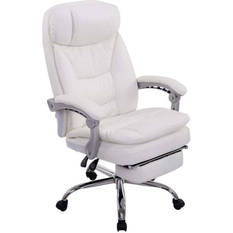 Silla de oficina XL con ruedas, carga máxima 160 kg, con reposapiés ajustable, asiento de PVC blanco 100002779