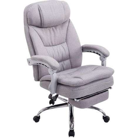 Silla de oficina XL con ruedas, carga máxima 160 kg con reposapiés ajustable, asiento de tela gris 100002783