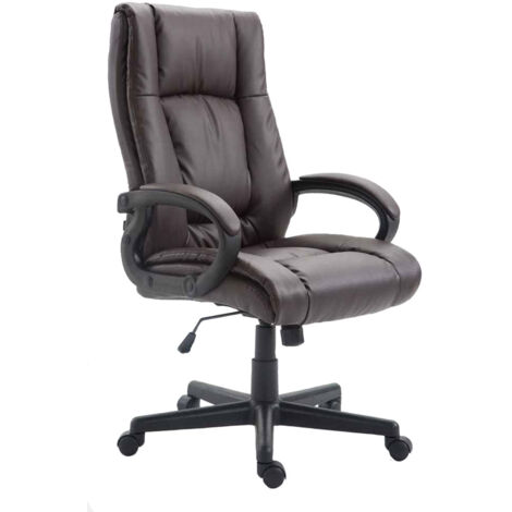 Silla de oficina XL con ruedas y reposabrazos mecanismo basculante plástico PVC marrón 100002716