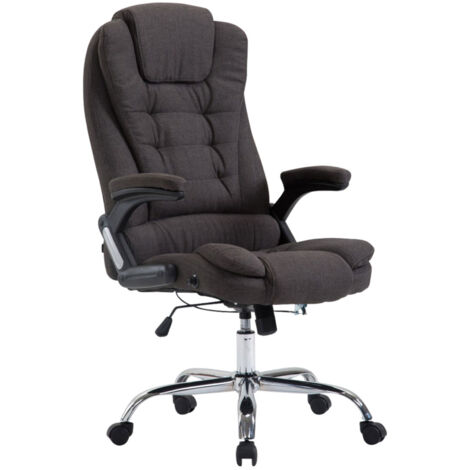Silla de oficina XXL con ruedas, tapizada cómodamente con reposabrazos en tela gris oscuro y metal cromado 100002664