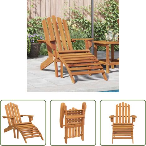 Silla de patio -  Silla de jardín Adirondack con reposapiés madera acacia maciza