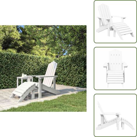 Silla de patio - vidaXL Silla de jardín Adirondack con reposapiés HDPE blanco - HDPE
