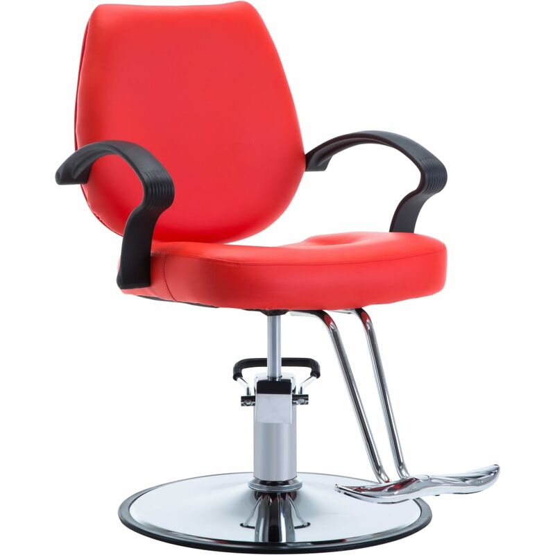 

vidaXL Silla de peluquería de cuero sintético roja - Rojo