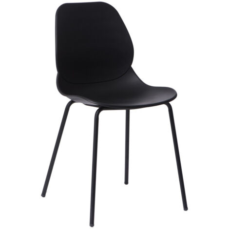 Silla de plástico negra de 4 capas con base de metal