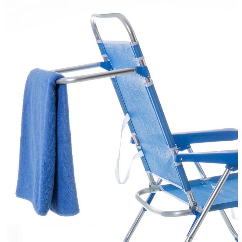 

Lolahome - Silla de playa con brazos reclinable azul de aluminio de 100x61x56 cm