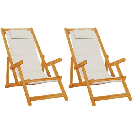 Silla de playa con cojín 2 pcs Marrón 61.5 x 123 x 82cm vidaXL