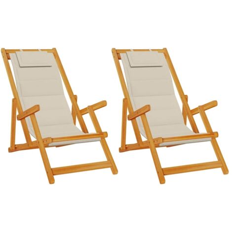 Silla de playa con cojín 2 pcs Marrón 61.5 x 123 x 82cm vidaXL