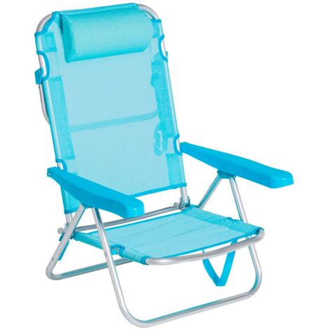 Silla de playa con cojín reclinable azul de aluminio de 80x47x61 cm - 95229 97yIViDE