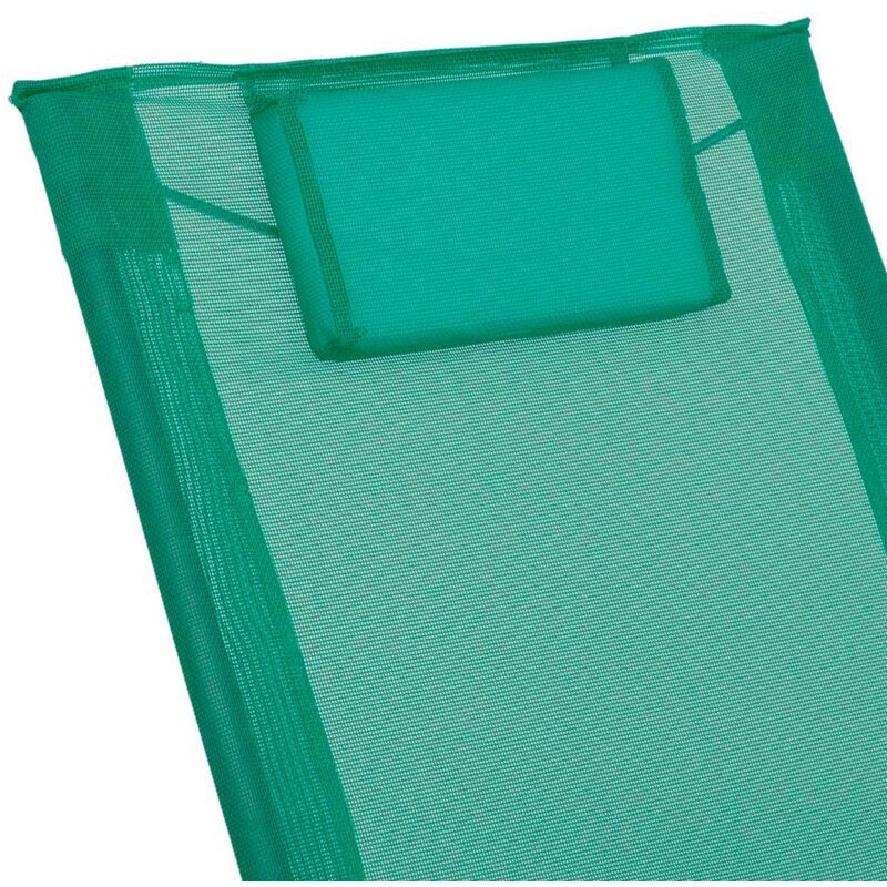 

Silla de playa con cojín reposacabezas verde de textileno de 59x49x76 cm
