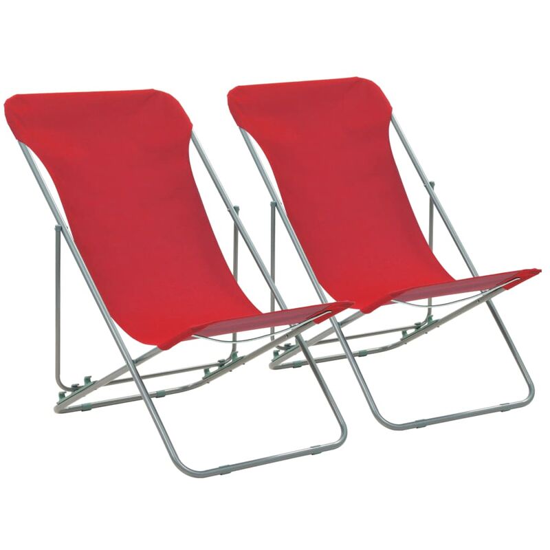 

vidaXL Sillas de playa plegables 2 unidades acero y tela oxford roja - Rojo