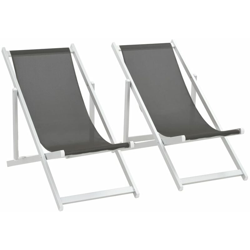 

Silla de playa plegable 2 unidades aluminio y textilene gris