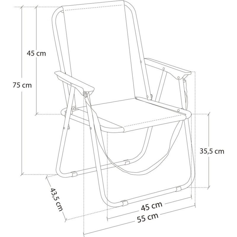 

Silla de playa plegable fija azul y blanca de aluminio y textileno de 75x54x47 cm