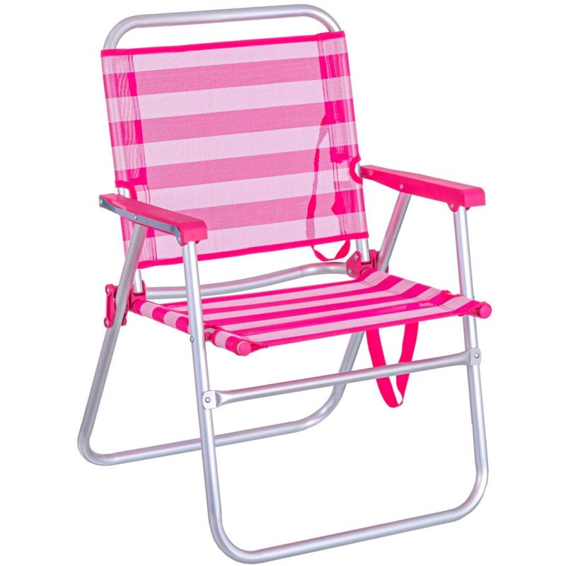 

Lolahome - Silla de playa plegable fijo rosa de aluminio y textileno de 78x50x57 cm