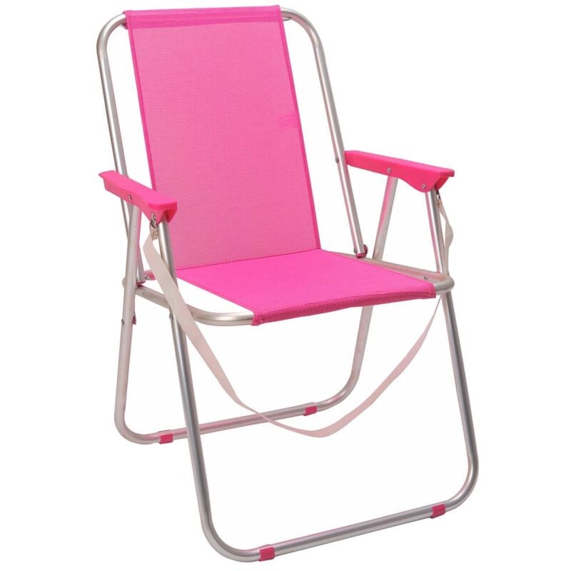 

Silla de playa plegable rosa de aluminio de 75x54x50 cm