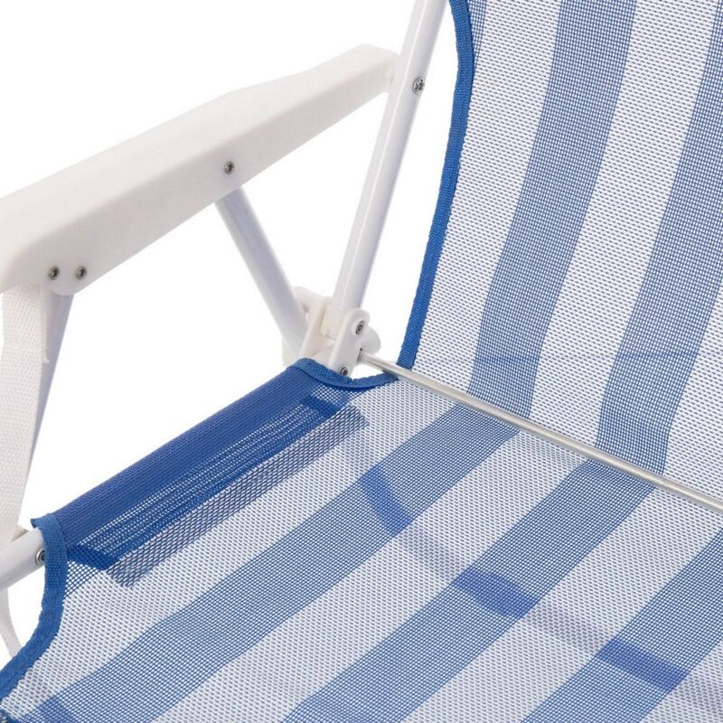 

Lolahome - Silla de playa plegable azul y blanca hierro de 64x55x38 cm