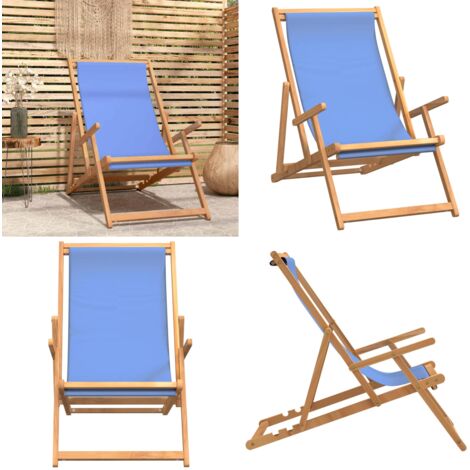 Silla de playa plegable de madera maciza de teca azul - Silla plegable - Madera de teca