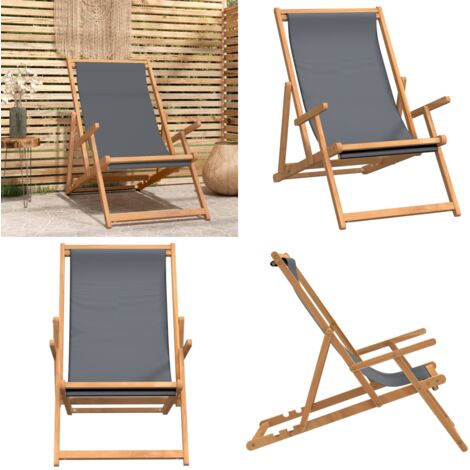 Silla de playa plegable de madera maciza de teca gris - Silla plegable - Madera de teca