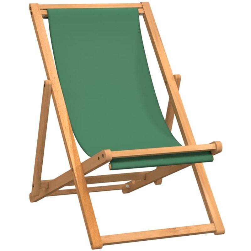 

Silla de playa plegable de madera maciza de teca verde - Verde