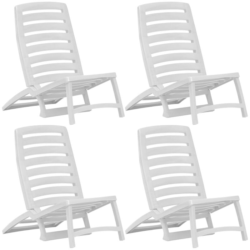 

vidaXL Silla de playa plegable para niños plástico 4 unidades blanco - Blanco