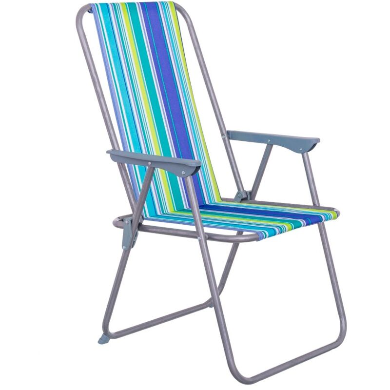 

Lolahome - Silla de playa plegable gris hierro de 88x53x46 cm