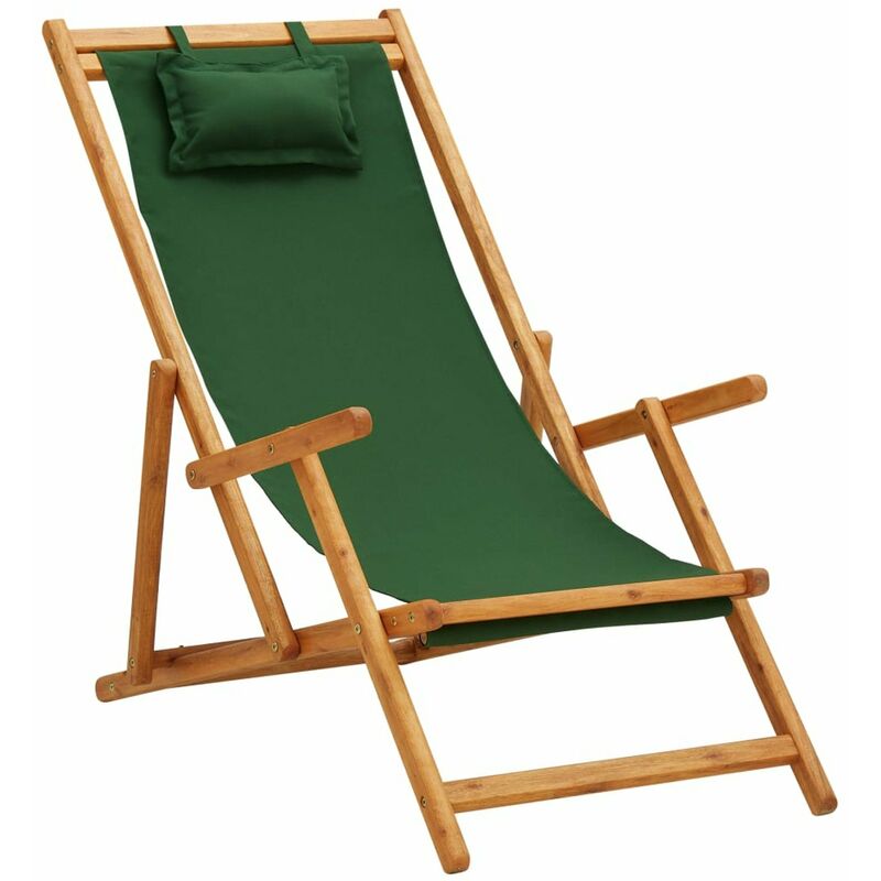 

Silla de playa plegable madera maciza de eucalipto y tela verde