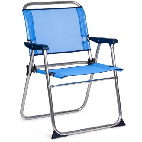 Silla de Playa Plegable Solenny con Respaldo Bajo 58x54x81 cm Color Azul