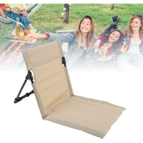 Silla de playa portátil y plegable con respaldo y soporte – Modelo color caqui – Aluminio Oxford 7075 600D – 68 x 39 x 40 cm – Cojín de camping