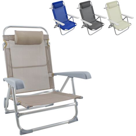 Silla de playa Spiaggina en Textilene con cojín reclinable de aluminio  Color: Azul