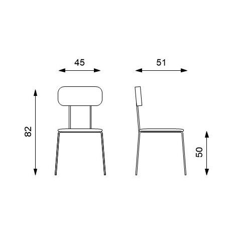 Silla de polipropileno con asiento azul 45cm x 51cm x 82cm