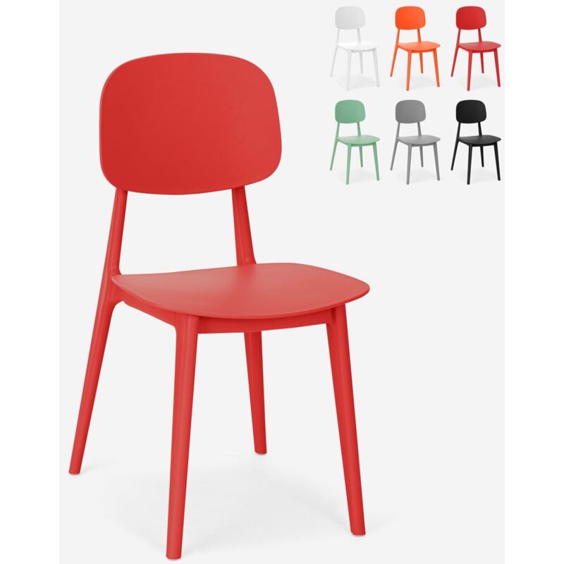 

Silla de polipropileno de diseño moderno para cocina, jardín, bar, restaurante Geer | Rojo