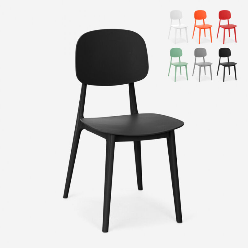 

Silla de polipropileno de diseño moderno para cocina, jardín, bar, restaurante Geer | Negro