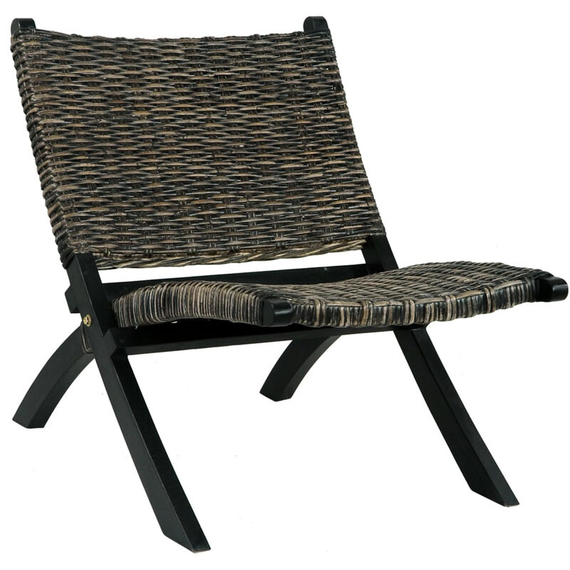 

Silla de ratan kubu natural y madera maciza de caoba negro