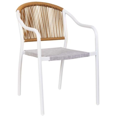 Silla de ratan sintético blanco57x63x80