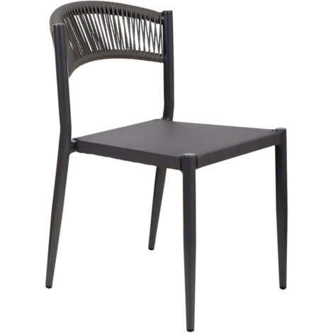 Silla de ratan sintético gris 48x60x78