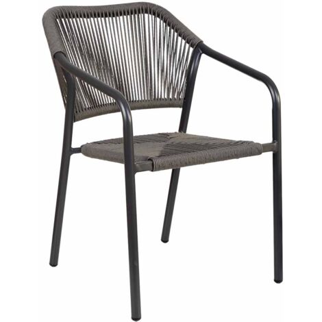 Silla de ratan sintético gris 56x60x80
