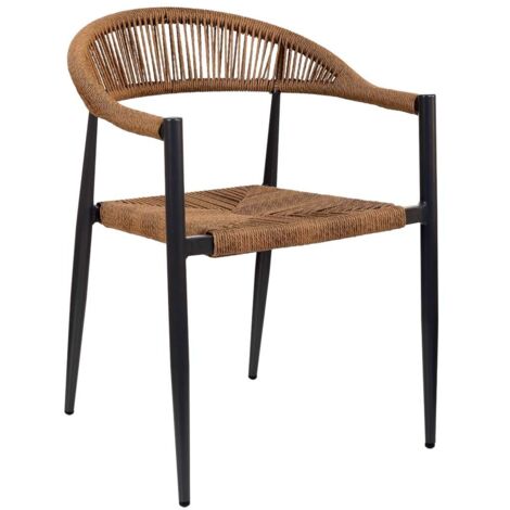 Silla de ratan sintético marrón 56x60x78