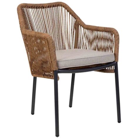 Silla de ratan sintético marrón 56x66x80