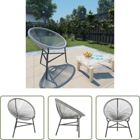 Silla de ratán sintético -  Silla redonda de cuerdas de jardín ratán sintético gris