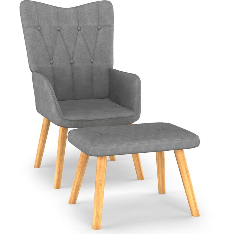 

Silla de relajación con reposapiés de tela gris oscuro