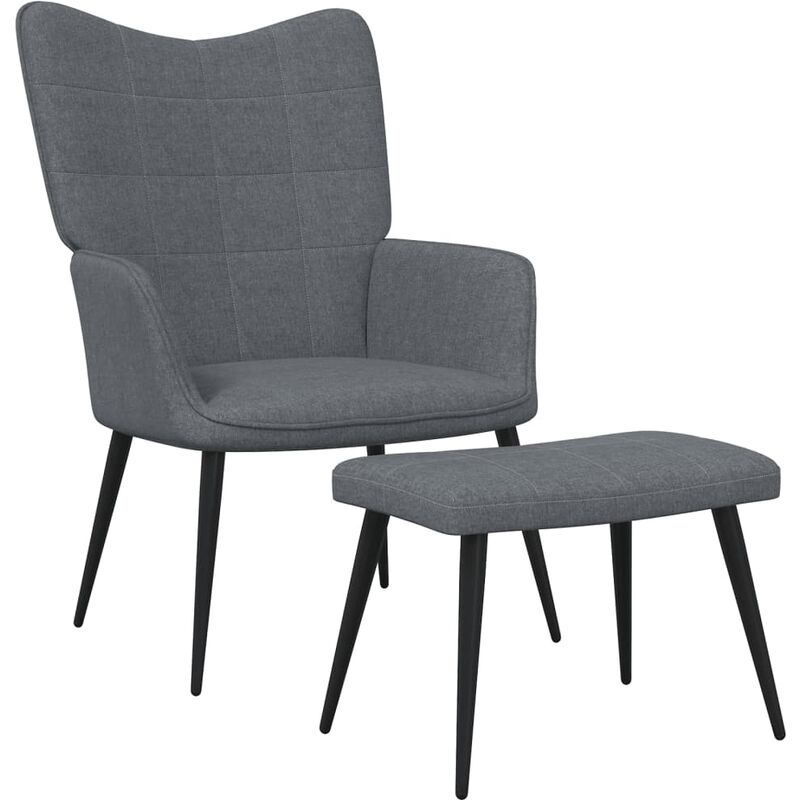 

Silla de relajación con reposapiés de tela gris oscuro