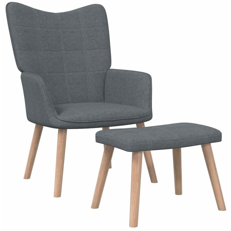 

Silla de relajación con reposapiés de tela gris oscuro